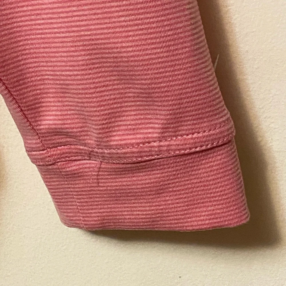 johnnie-O Prep-Formance 1/4 Zip Pullover XL Pink Striped Top Crest Logo Sweater